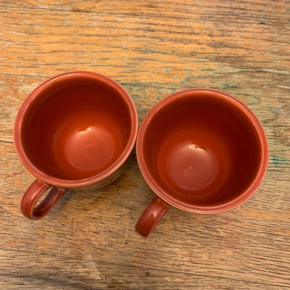 Fiestaware paprika set of 2 retro tea cups - Picture 3 of 4